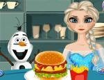 Elsa Cooking hamburger